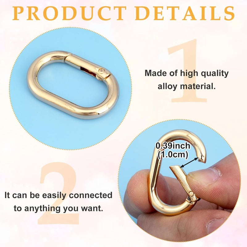 STSTR 3pcs Oval Spring Ring Clips, Metal Keyring Purse Clip, Heavy Duty Opening O Ring Carabiner for Keychains,Backpacks, Keys - Image 3